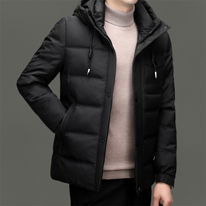 加厚羽绒服男冬季极寒短款工装连帽上衣服男士白鸭绒冬装保暖外套,男装羽绒服,电商B212（原钱塘6029）