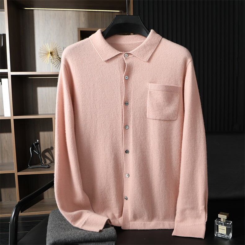 品质男秋冬羊绒衬衫高端商务休闲百搭长袖上衣保暖舒适简约大气，男装羊绒套衫，台绒羊绒