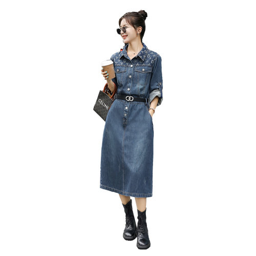 春秋洋气高端牛仔裙连衣裙潮2025新款欧货女时尚减龄气质显瘦长裙，女装连衣裙，钱塘布衣