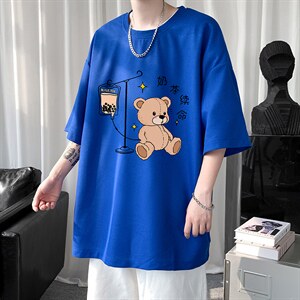HT73194-P22 华夫格t恤男短袖男大码五分袖  短句风图片