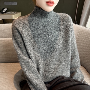 秋冬新款韩版高领羊毛衫女修身显瘦气质百搭长袖针织毛衣外套图片