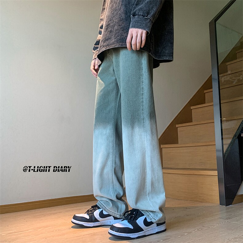 B221 高品质美式ins高街小众渐变色直筒牛仔裤 LK23024-P60 控78图片