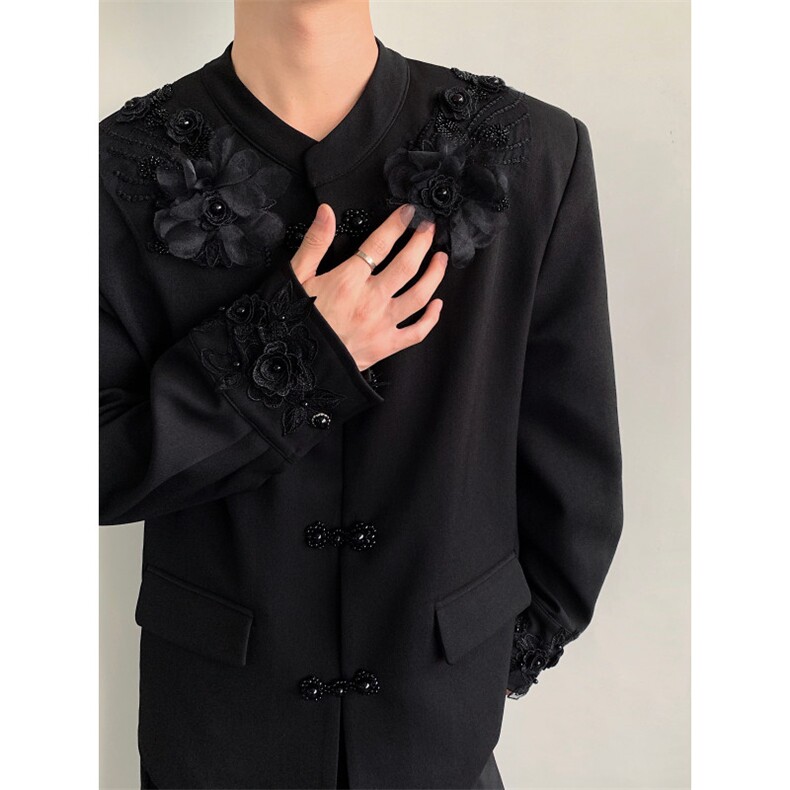 25秋冬新中式体力绣花钉珠礼服中山装西服外套XZ187-P158图片