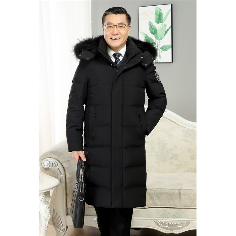 跑量大货中长款连帽鸭绒中老年羽绒服保暖纯色加厚上衣377p180,男装羽绒服,星座1602B（原101B-1）