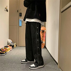 牛仔裤男宽松直筒炸街痞帅排扣裤子韩版潮流ins潮牌休闲裤k90-p40，男装牛仔裤，星座1008
