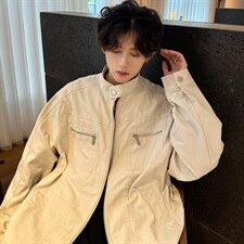 26春装高品质老钱风立领夹克外套男女美式潮牌拉链工装风宽松上衣，男装夹克，电商A486