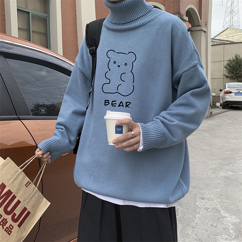 2024秋冬装新款大码宽松高领休闲上衣韩版潮流A161-2-M2059-P50，男装针织衫/毛衣，电商A161-2