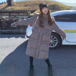 90%白鸭绒羽绒服女2024新款冬季保暖极简百搭连帽中长款外套图片