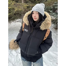 2025冬季新款黑色收腰显瘦短款棉服女设计感百搭毛领面包服外套潮，男装棉衣，星座218-8