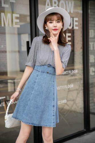 牛仔连衣裙，女装连衣裙，水锦红