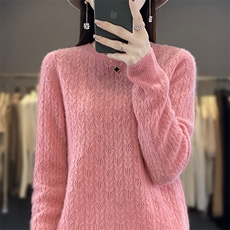 显瘦高级感羊毛加厚圆领羊毛衫2024年秋季，女装羊毛衫，邓利维