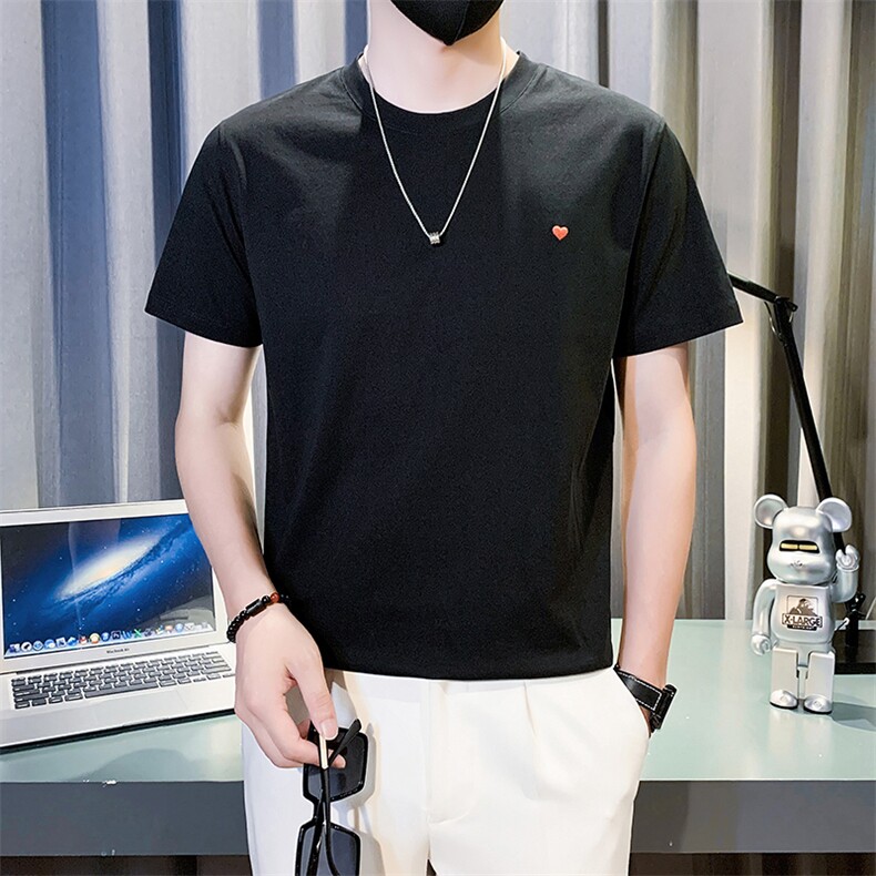 2025新款夏季短袖T恤男潮牌刺绣圆领半袖体恤A313-1-G5023-P45，男装T恤，电商A313-1