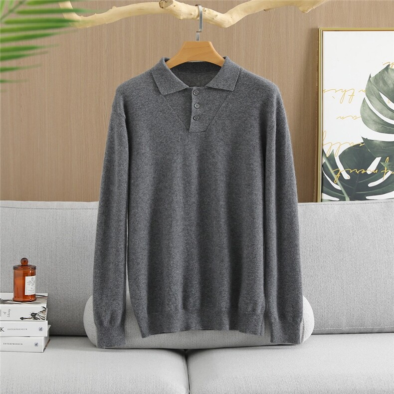 2025年秋季长袖时尚百搭通勤男士POLO领，男装羊绒套衫，纳驰羊绒