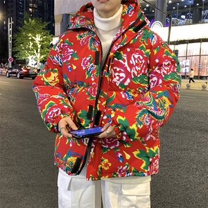 MY206新中式连帽团队表演出汉服大花棉袄棉服 上款大差价图片