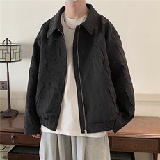 1春季复古褶皱高级感哈灵顿M-5XL大码聚酯纤维夹克JK8742P75，男装夹克，星座226-2