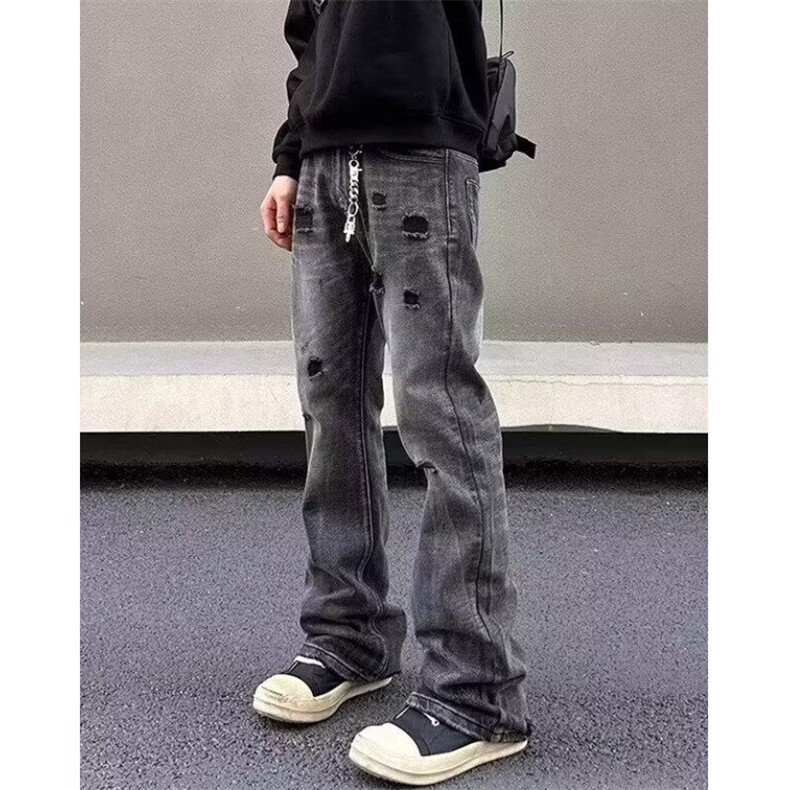 青少年破坏版高街复古水洗牛仔裤男复古痞帅直筒长裤子N999,男装牛仔裤,星座1116A（原606A-3）