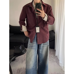 褶皱设计感豹纹衬衫男士ins大领垫肩长袖印花衬衣百搭上衣潮,帅气衬衫的搭配图片搜索图片