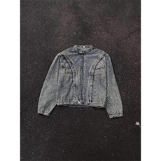 春季新款港风美式潮流拼接设计感解构垫肩牛仔夹克男JK1424-P80，男装夹克，星座313A(原308A-2)