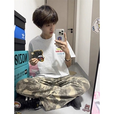 万针全刺绣工艺抖音得物高品质260克重磅纯棉双纱美式高街短袖T恤，男装T恤，电商A486