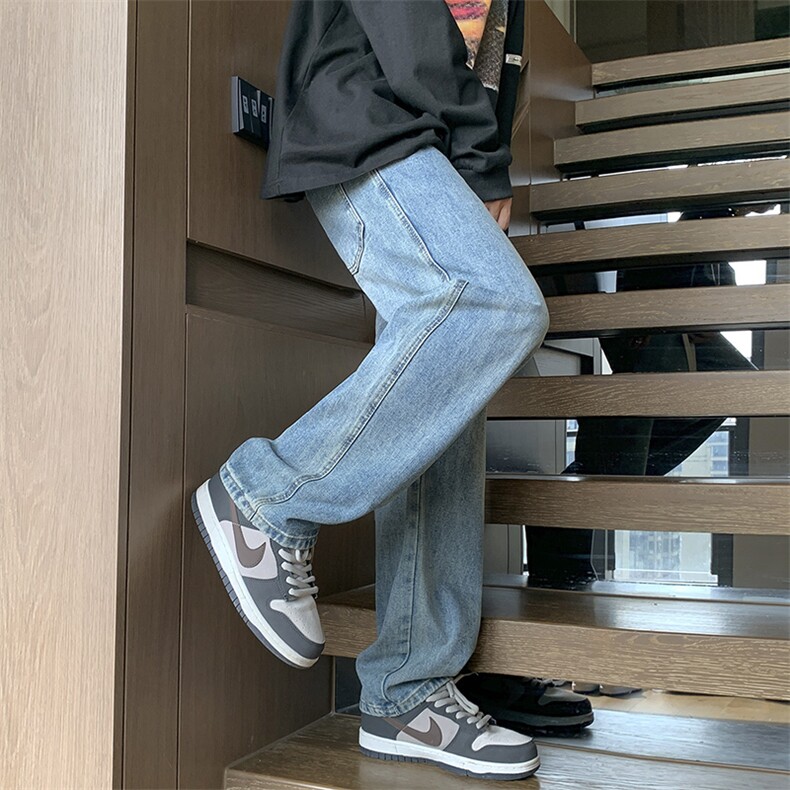 春夏美式复古水洗渐变闪电爆裂纹直筒牛仔裤N03p45,男装牛仔裤,电商D315
