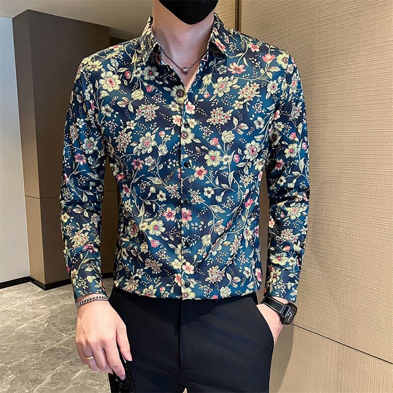 秋冬季社会小伙店主风痞帅印花长袖衬衫301A-1/C22/P55,男装衬衫,星座301A-1