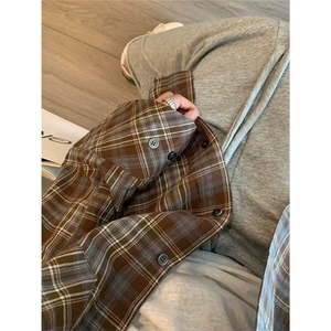 格子衬衫男女宽松百搭显瘦格纹衬衣外穿薄款防晒衫外穿长袖上衣图片