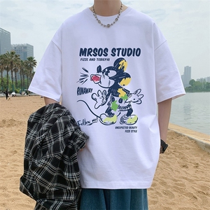 T730P26夏季新品港风高街美式短袖T恤宽松ins重磅纯棉体恤米老鼠图片