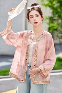 年轻款漂亮提花外套女中长款2025夏高端缎面减龄收腰显瘦上衣图片