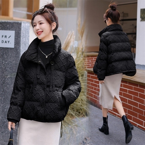 新年红色短款羽绒棉服女2026冬季新款小个子洋气立领保暖棉袄外套图片