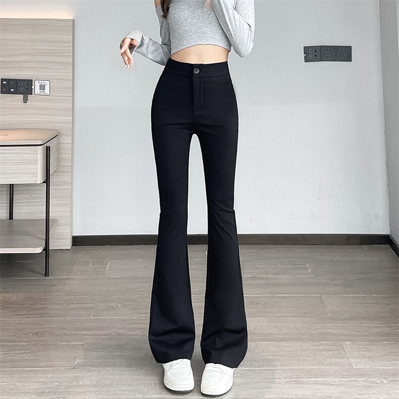 微喇西装裤女秋冬新款黑色裤子高级感垂感显瘦小个子喇叭裤,女装休闲裤,云美莎专业女裤-全店现货