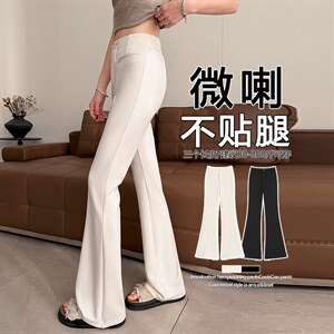 黑色西装裤微喇叭裤女春夏小个子新款高腰垂感弹力马蹄裤子图片