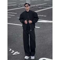 W10545-P60网图现货美式双色拼接夹克棒球服外套红内高品质，男装夹克，星座1608