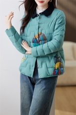 羽绒服2024新款时髦个性短款印花羽绒服，女装羽绒服，魅影