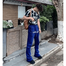 美式高街潮牌男女运动休闲裤直筒宽松慵懒显瘦印花休闲卫裤子，男装休闲裤，电商A486