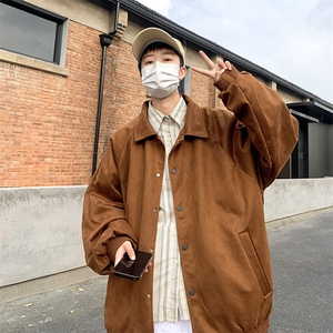 Wt172-P65美式重磅复古鹿皮绒纯色夹克外套图片