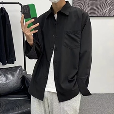 港风夏款男冰丝衬衫宽松休闲长袖衬衣CS610P30，男装衬衫，星座1013-1