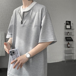 现货 DX10140-特P38 控78 美式假俩件T恤领短袖男大码休闲半袖图片