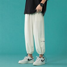转化6%！！2023夏季薄款男士冰丝裤休闲九分束脚裤K2051P35，男装休闲裤，电商B220