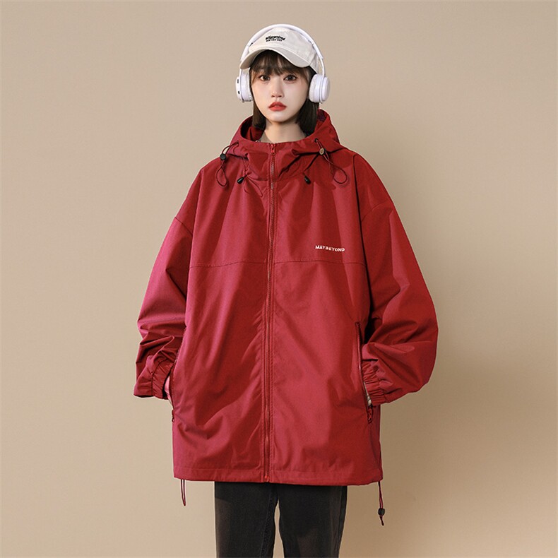 冲锋衣连帽夹克男宽松落肩纯色上衣外套DSA157B-JK727-P50,男装夹克,电商A157B