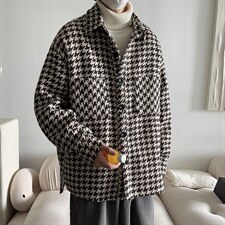 2023秋装新款宽松休闲千鸟格夹克外套ins潮A071-1007-P68控价88，男装夹克，电商A071
