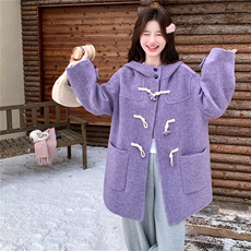 现货80羊毛10羊驼学院风牛角扣大衣2D145-Y8868-P295-控428，女装毛呢外套，2D145
