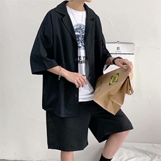 休闲小西装男套装夏季宽松短袖外套韩版潮流薄款西服tz043-P50，男装西服套装，星座1008-1