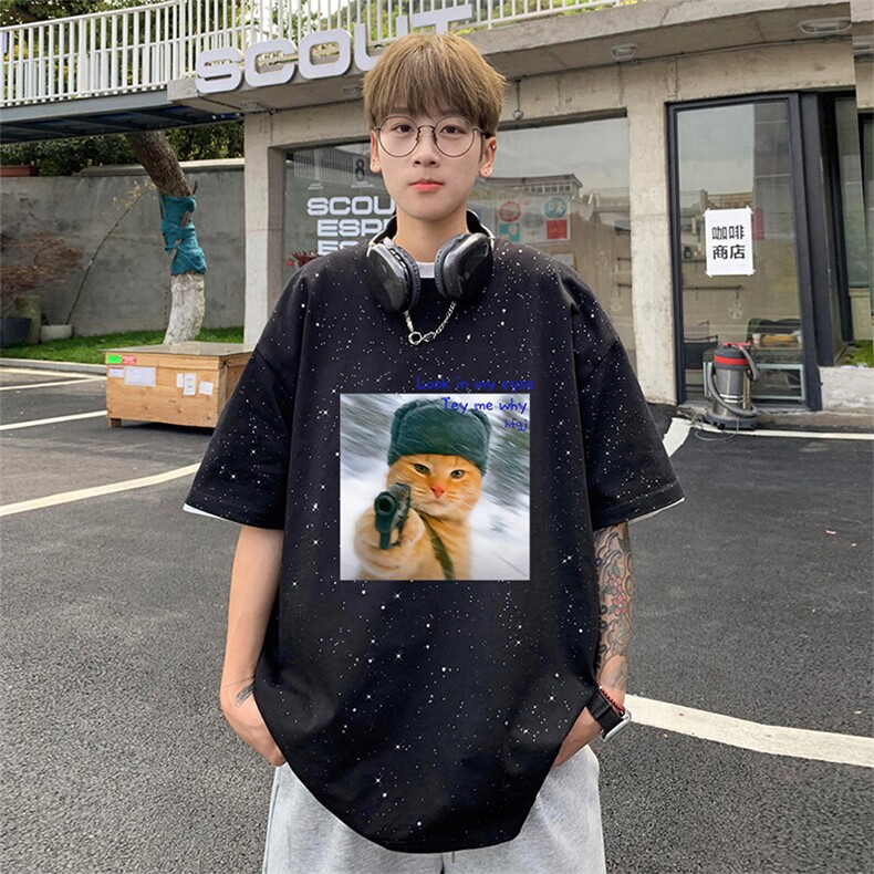 可48小时发货支持抖音得物来样二开美式满天星亮片短袖T恤MTX669,男装T恤,电商A486-1