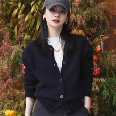 2025年秋季时尚百搭通勤简约休闲开衫，女装羊毛衫，朝辰羊绒