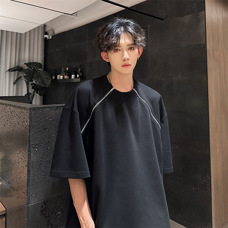 拉链设计款高街男潮款男T恤  A071-T36-P48图片