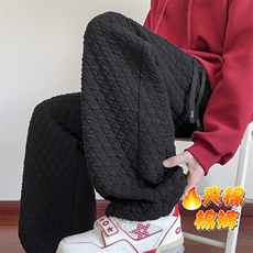 特批P35无差价冬港风菱格夹棉加厚保暖大码直筒阔腿裤K5692J加棉，男装休闲裤，电商A001-1