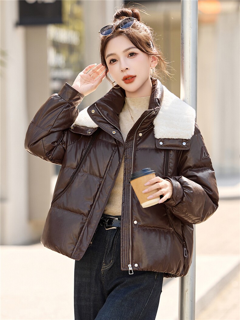现货2025年冬季新款羽绒服韩版休闲保暖羽绒服毛领可拆卸,女装羽绒服,悦祺