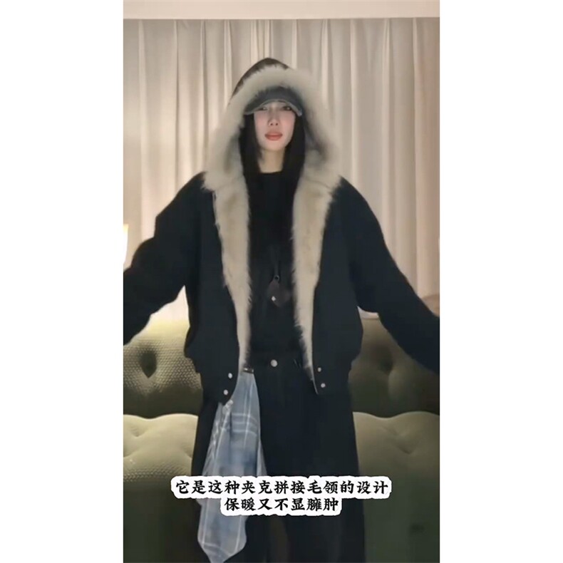 现货高品质美式高街冬季重磅硬挺短款座山雕毛领棉衣男女加厚外套，男装棉衣，电商A486