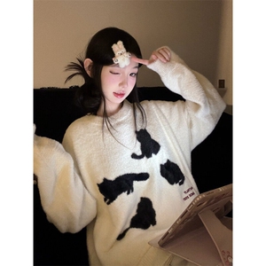 【有货】BTP32LL-特P55猫咪毛衣男女秋冬潮牌美式复古情侣针织衫图片