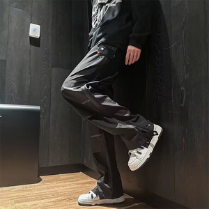 复古高街工装裤男直筒阔腿休闲裤新款时尚潮流ins长裤KK353-P45,夏天阔腿裤怎么样穿搭图片